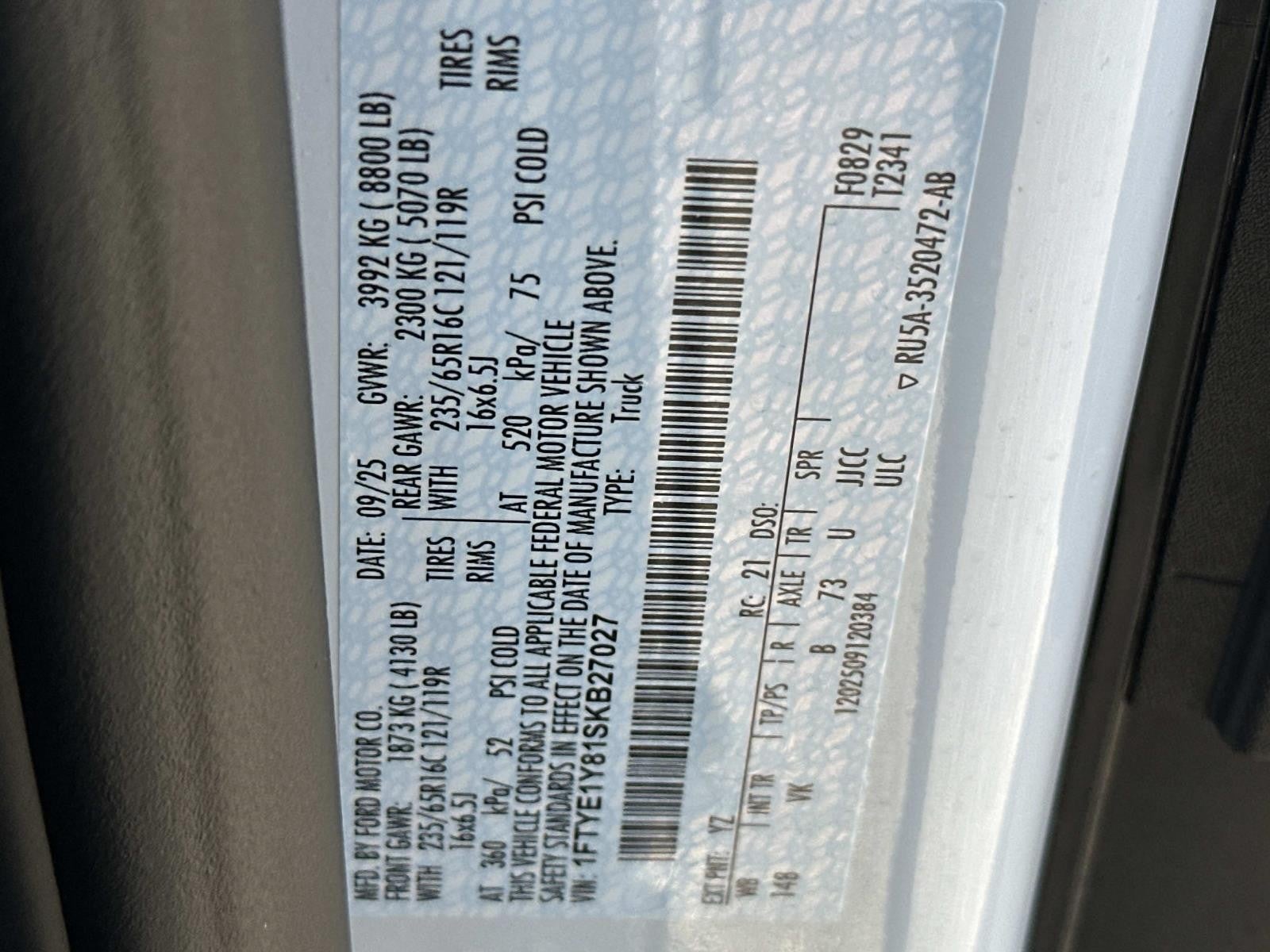 2025 Ford Transit Cargo Van T-150 148 LOW RF 8670 GV