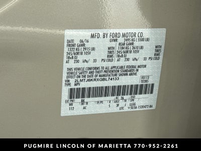 2016 Lincoln MKX Select