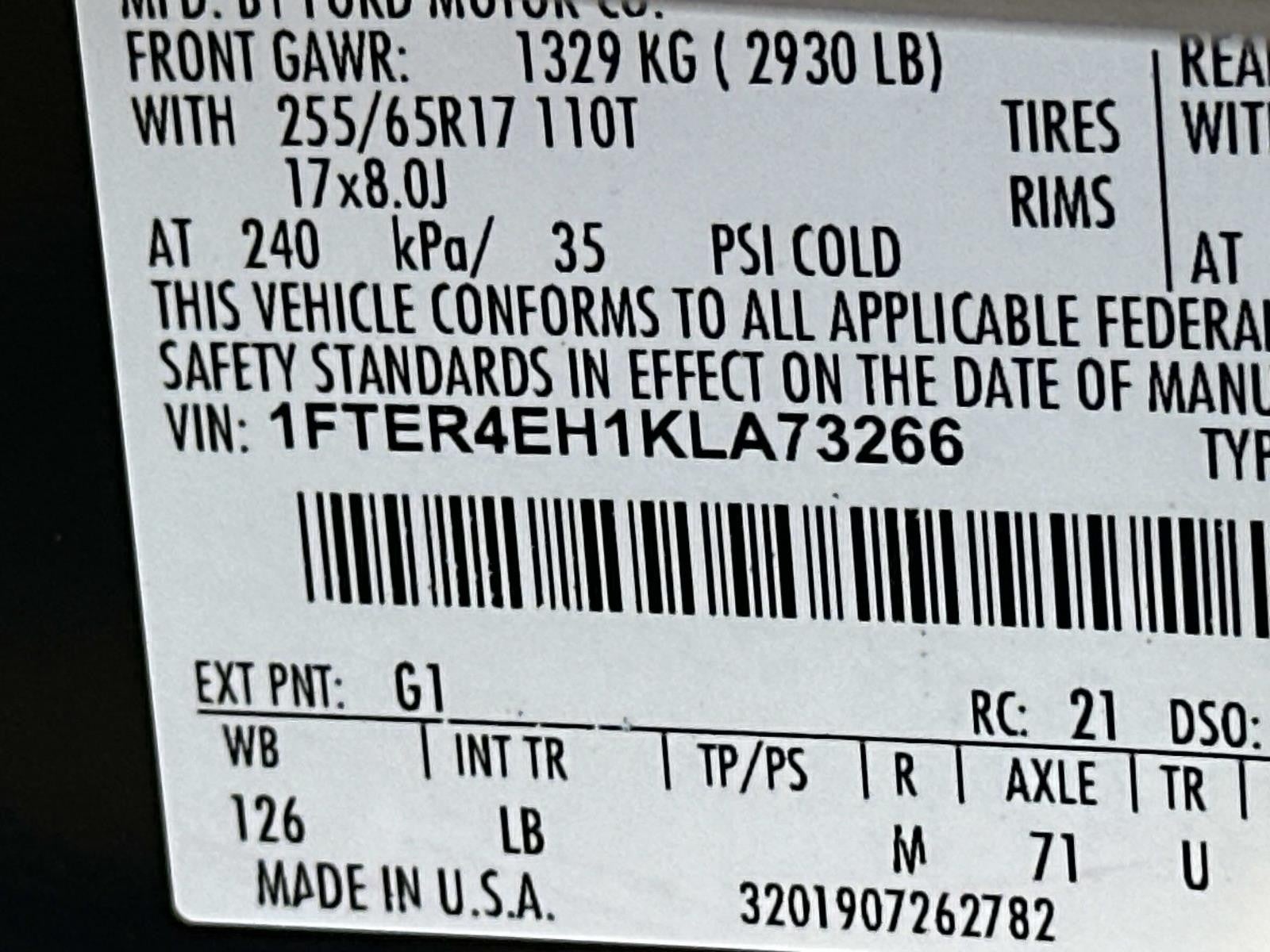 2019 Ford Ranger XLT CREW