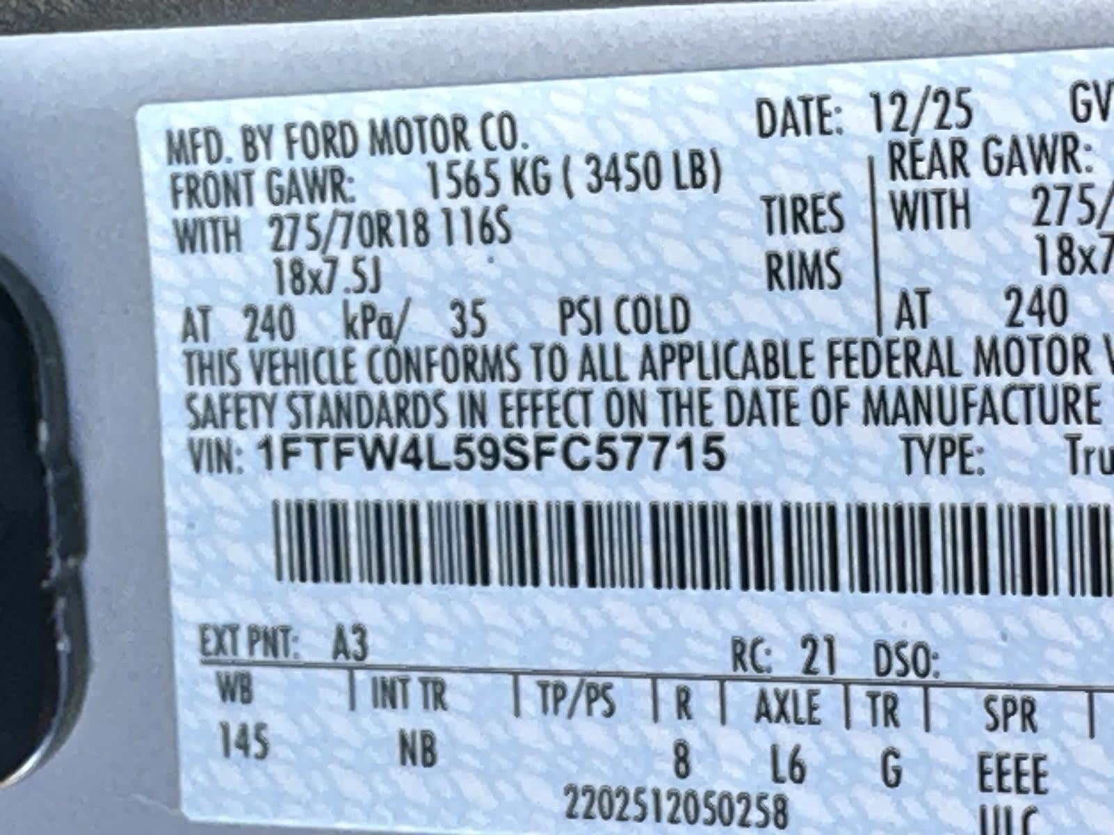 2025 Ford F-150 TREMOR 4WD SUPERCREW 5.5'