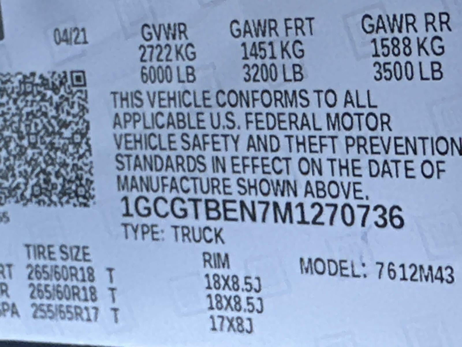 2021 Chevrolet Colorado 4WD CREW CAB 128 WORK TR