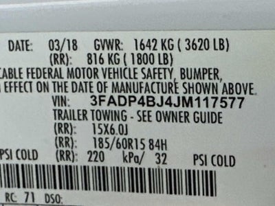 2018 Ford Fiesta SE SEDAN